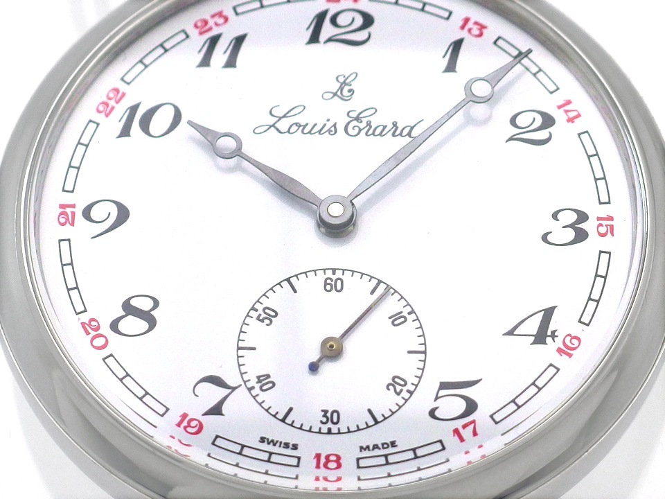 【新品】ルイエラール 懐中時計 オープンフェイス アラビアインデックス 白文字盤 手巻 正規品 　Louis Erard