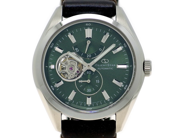 腕時計　オリエントスター　ソメスサドル　セミスケルトン　グリーン　ブラウン オリエントスター ソメスサドル セミスケルトン WZ0121DK 自動巻 USED