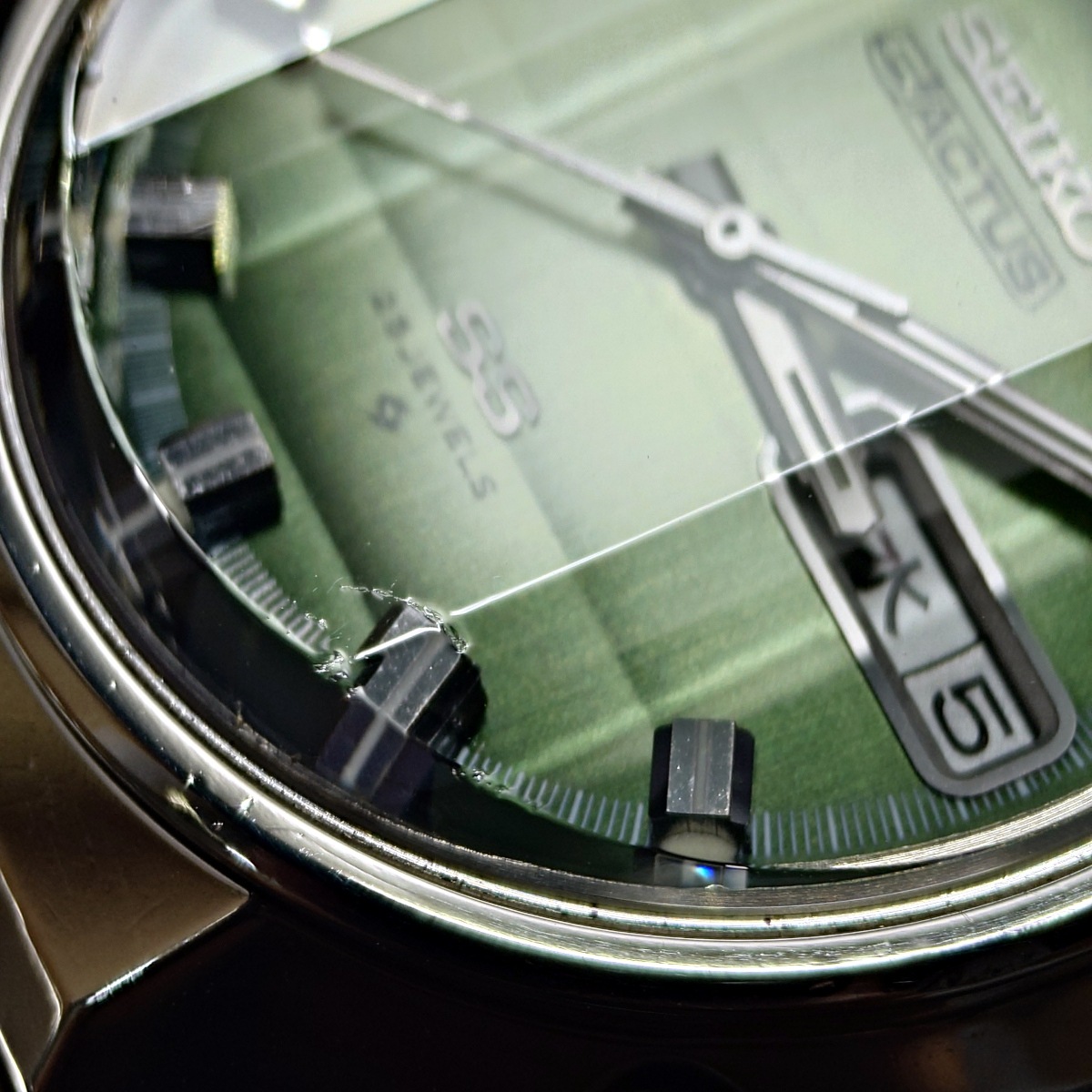 セイコー ファイブアクタス 6106-7690 グリーン文字盤 3面カットガラス 自動巻 OH済 昭和49年/1974年製