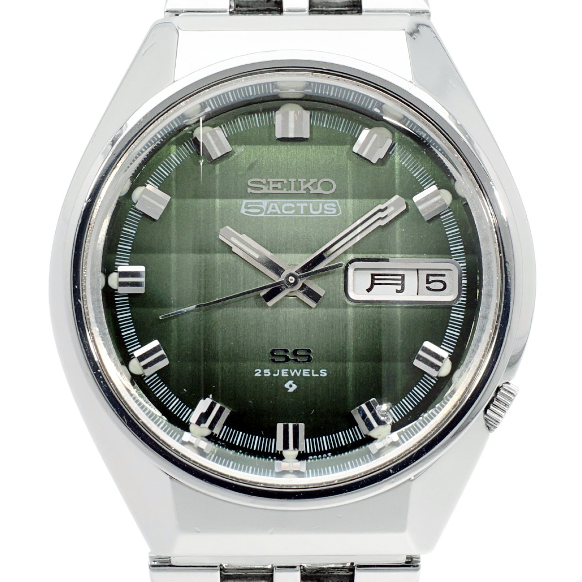 セイコー ファイブアクタス 6106-7690 グリーン文字盤 3面カットガラス 自動巻 OH済 昭和49年/1974年製