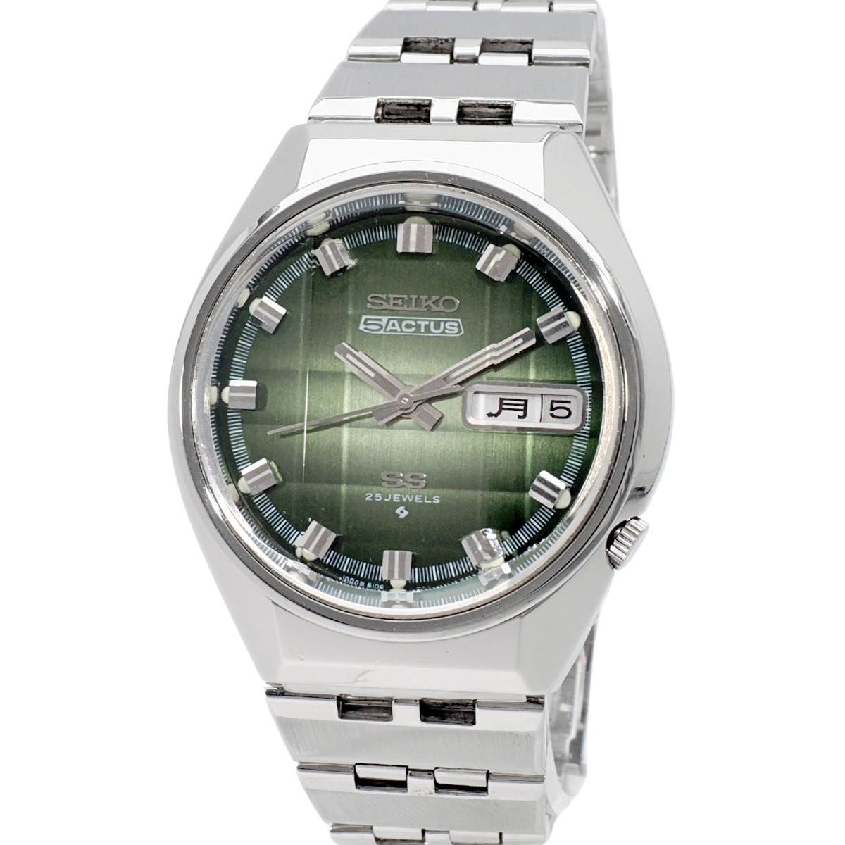 セイコー ファイブアクタス 6106-7690 グリーン文字盤 3面カットガラス 自動巻 OH済 昭和49年/1974年製