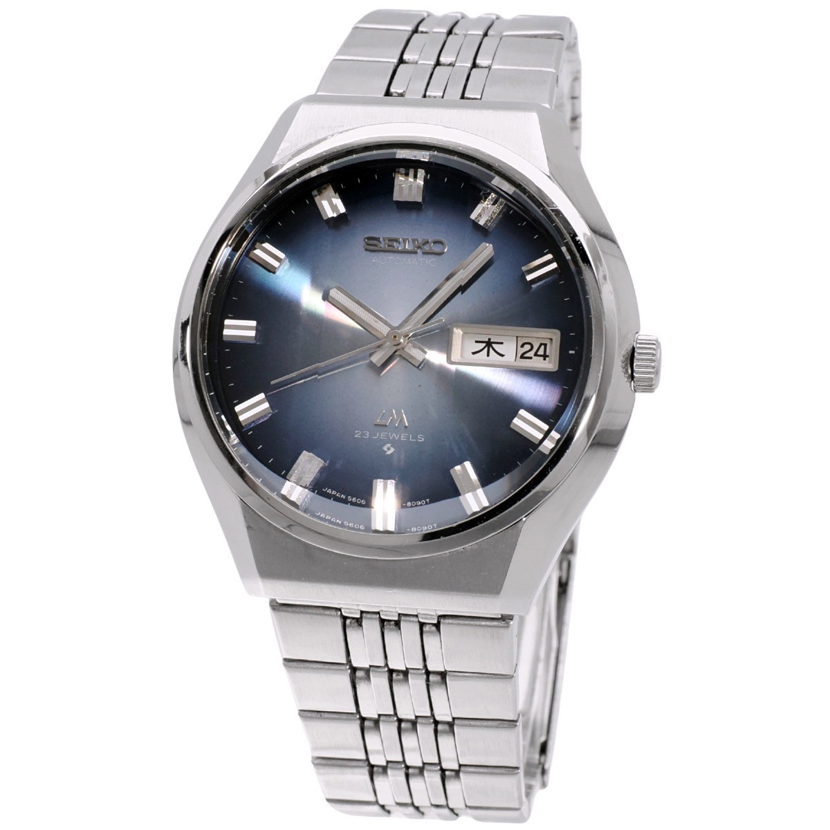 セイコー ロードマチック 5606-8061 カットガラス スクリューバック 純正ブレスレット 自動巻 OH済 昭和50年/1975年製