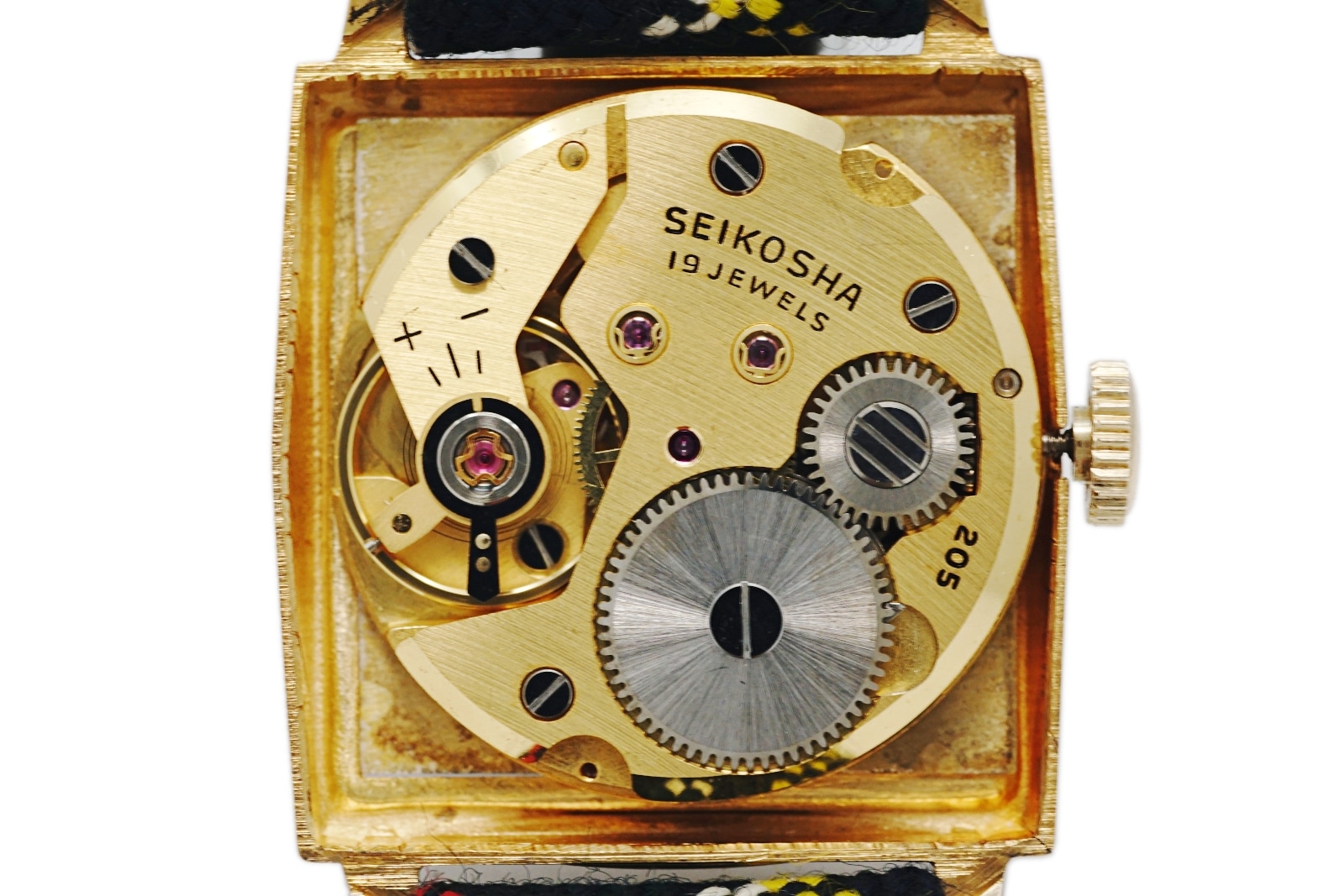 セイコー ハーモニー Ref.1002 金メッキ スクエアケース 金色ムーブメント Cal.205 手巻 OH済 昭和36年/1961年製 Seiko