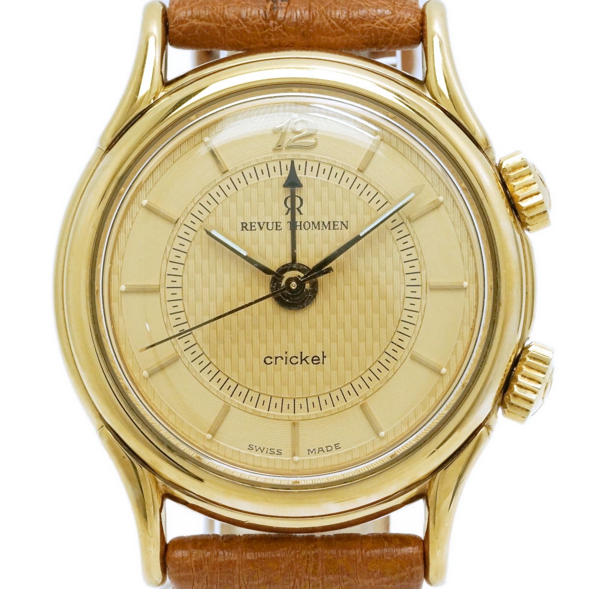 レビュートーメン クリケット 7922001 金メッキ アラーム機能付き Cal.AS1930 17石 手巻 OH済 USED