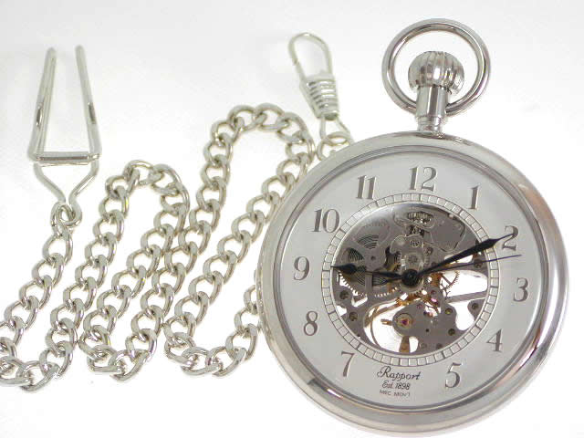 ラポート 懐中時計 ラポート オープンタイプ スケルトン 懐中時計 PW63 新品 Rapport