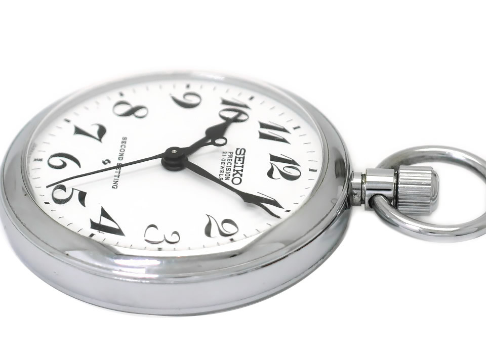 セイコー プレシジョン 懐中時計 6110-0010 チェーン付き 21石手巻 OH