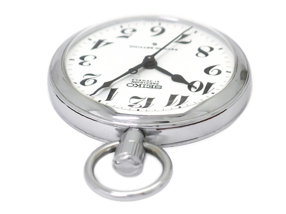 セイコー プレシジョン 懐中時計 6110-0010 チェーン付き 21石手巻 OH