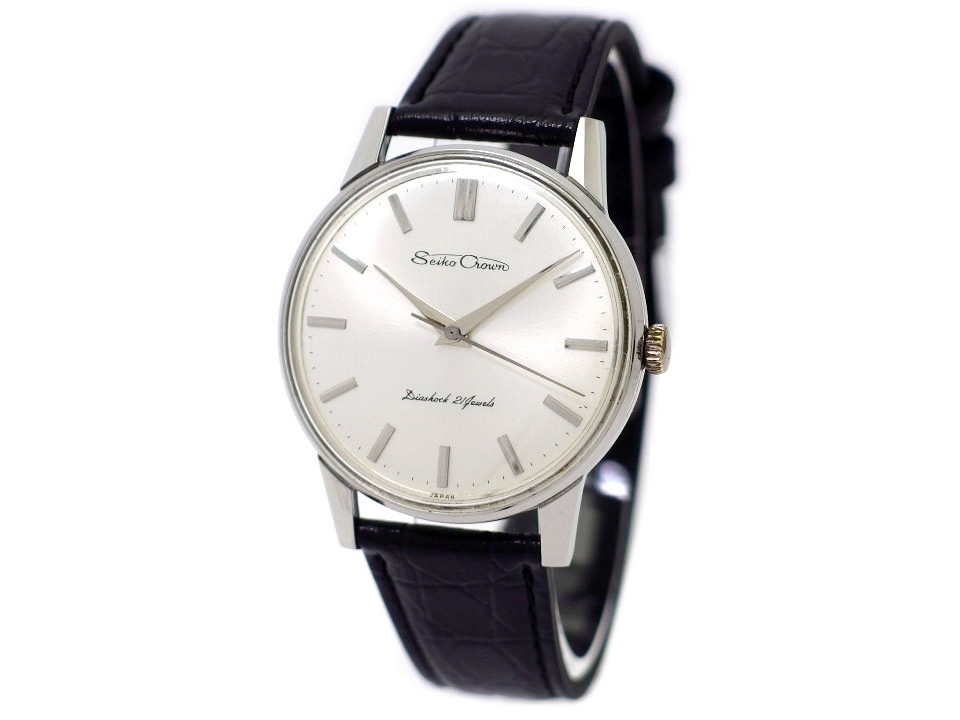稼働品　Seiko Crown 21石　手巻き時計 ホワイト/ゴールド SEIKO CROWN セイコークラウン 21石 手巻 腕時計 稼働品