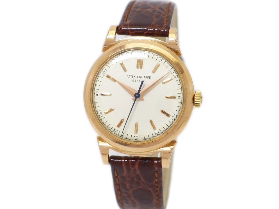 パテックフィリップ カラトラバ Ref.1491 スクロールラグ 18金無垢 ローズゴールド アーカイブ付き Cal.27SC 手巻 OH済 1951年製