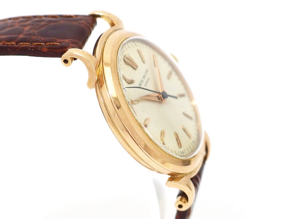 パテックフィリップ カラトラバ Ref.1491 スクロールラグ 18金無垢 ローズゴールド アーカイブ付き Cal.27SC 手巻 OH済 1951年製