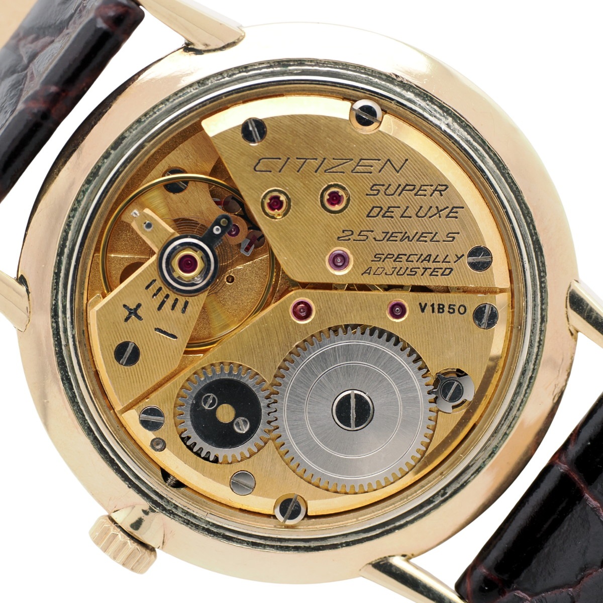 R690 シチズン スーパーデラックス 1507091 25石 手巻き式 腕時計 金色 茶ベルト 腕時計 ウォッチ Super Deluxe スーパーデラックス 手巻き 25石