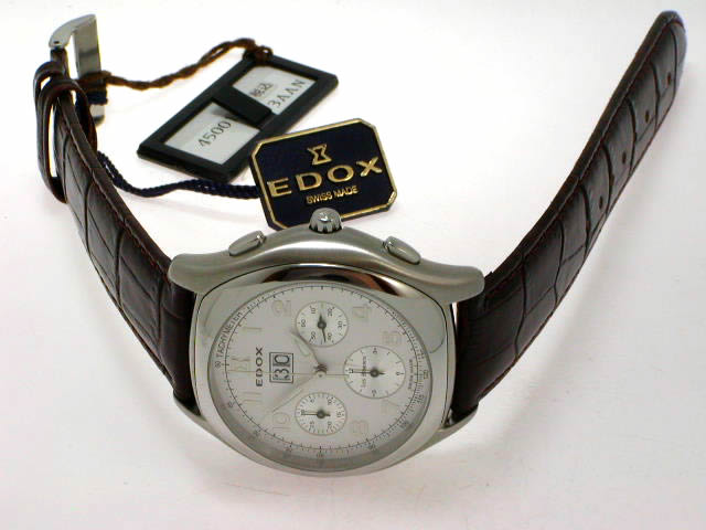 エドックス レクロノグラフ ビッグデイト 自動巻 白文字盤 45001-3AAN 新品