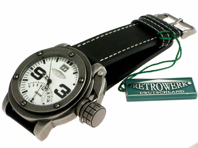 レトレック R-010 デュアルタイム ウォーンスティール仕上げ クオーツ ホワイトダイヤル ドイツ製 新品