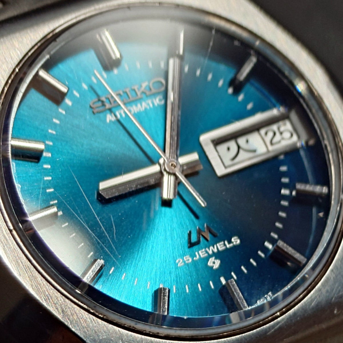 セイコー ロードマチック 5606-6060 スクリューバック 青色文字盤 自動巻 OH済 1973年製