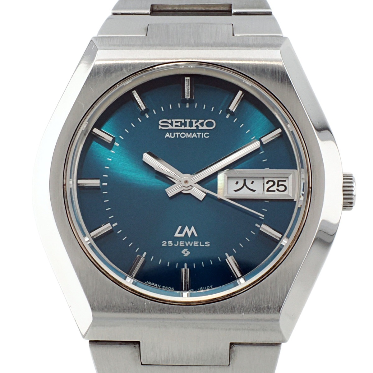 セイコー ロードマチック 5606-6060 スクリューバック 青色文字盤 自動巻 OH済 1973年製