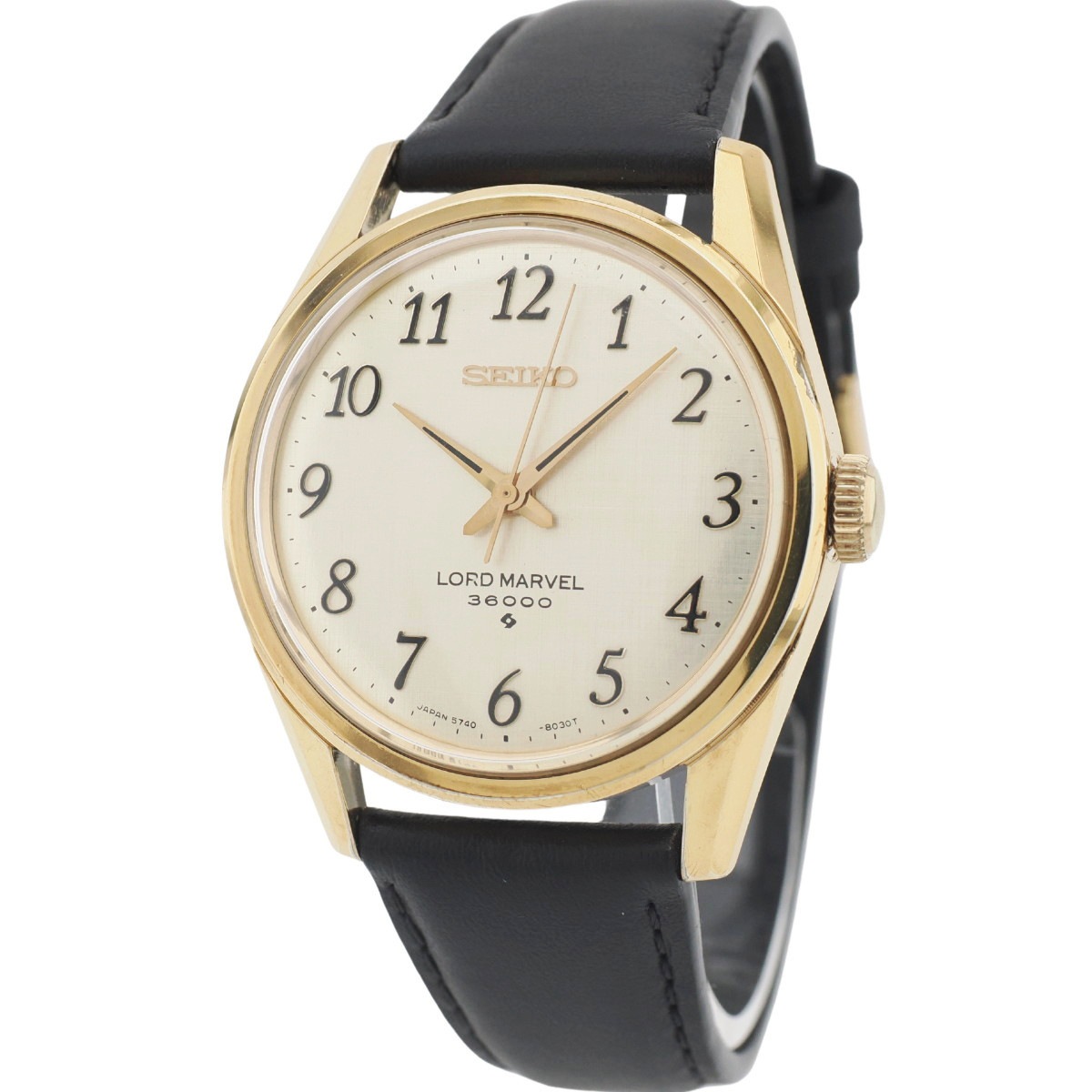 セイコー ロードマーベル 36000 5740-8000 金メッキ 絹目文字盤 アラビアインデックス 手巻 OH済 昭和50年/1975年製 Seiko
