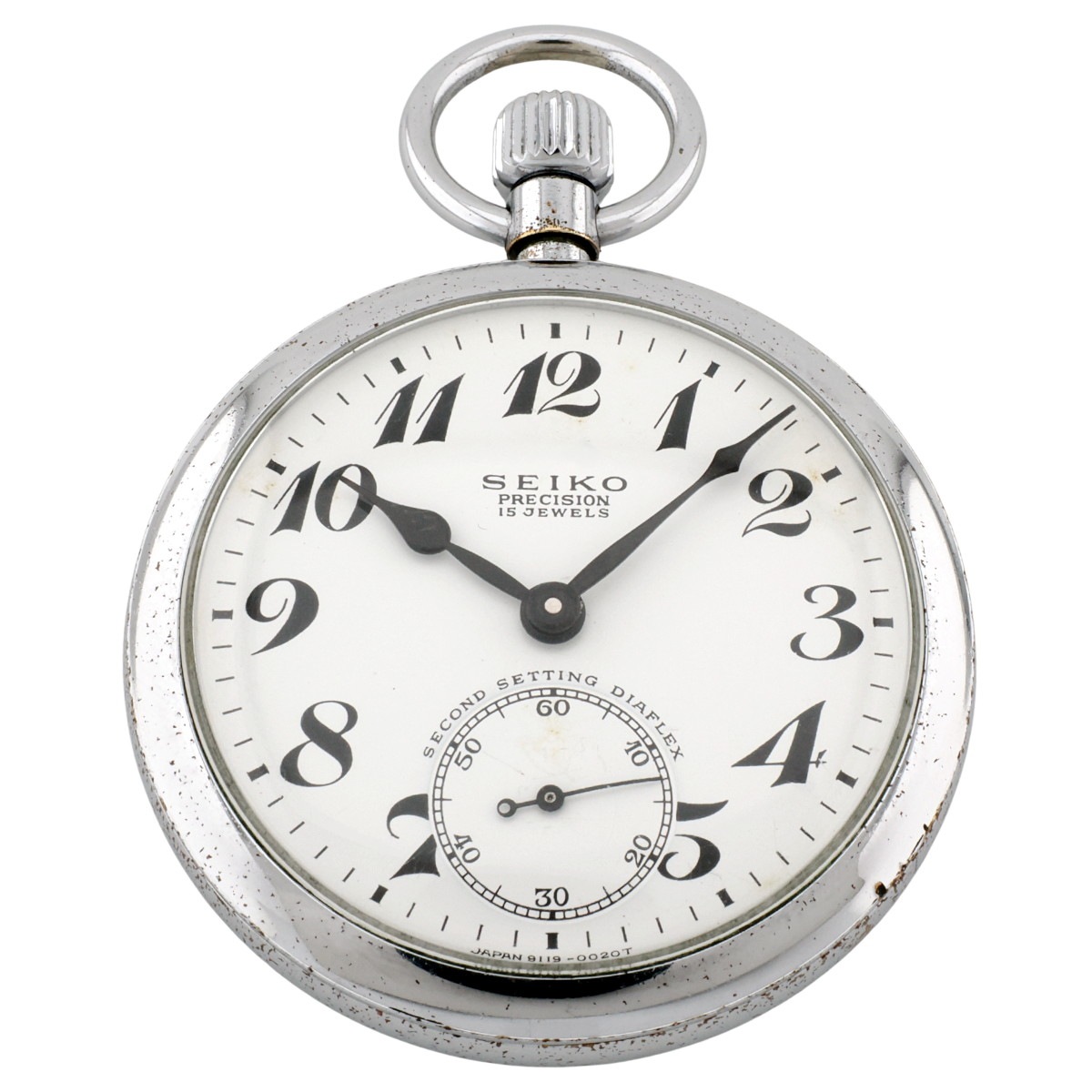 セイコー プレシジョン 懐中時計 91-0020 鉄道時計 門鉄 15石手巻 OH済 1968年製