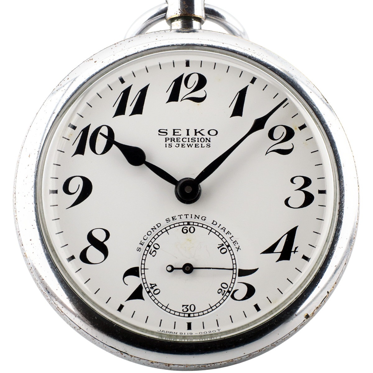 セイコー プレシジョン 懐中時計 91-0020 鉄道時計 門鉄 15石手巻 OH済 1968年製
