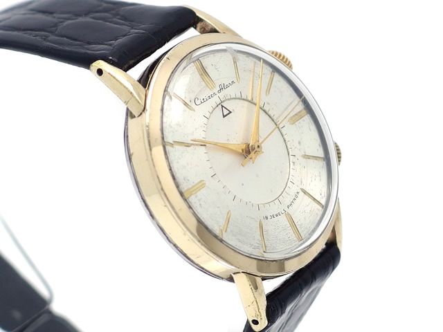 シチズンアラーム　初期文字盤　アラーム快調 シチズン アラームウォッチ 初期型ディスク式 14KGF 1961年製 w-30738