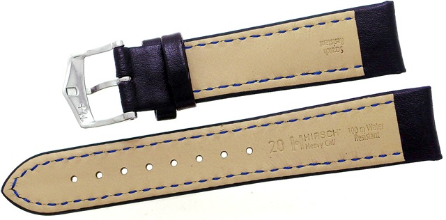 【ヒルシュ】 HEAVY CALF（ヘビーカーフレザー）100m耐水 ブラック 表カーフレザー 裏オイスターグラブスーパーソフト（カーフ） 時計ベルト