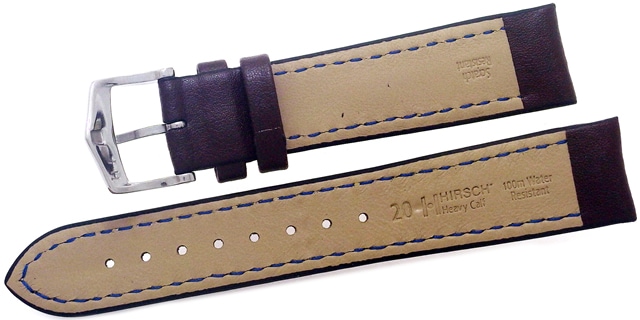 【ヒルシュ】 HEAVY CALF（ヘビーカーフレザー）100m耐水 ダークブラウン 表カーフレザー 裏オイスターグラブスーパーソフト（カーフ） 時計ベルト