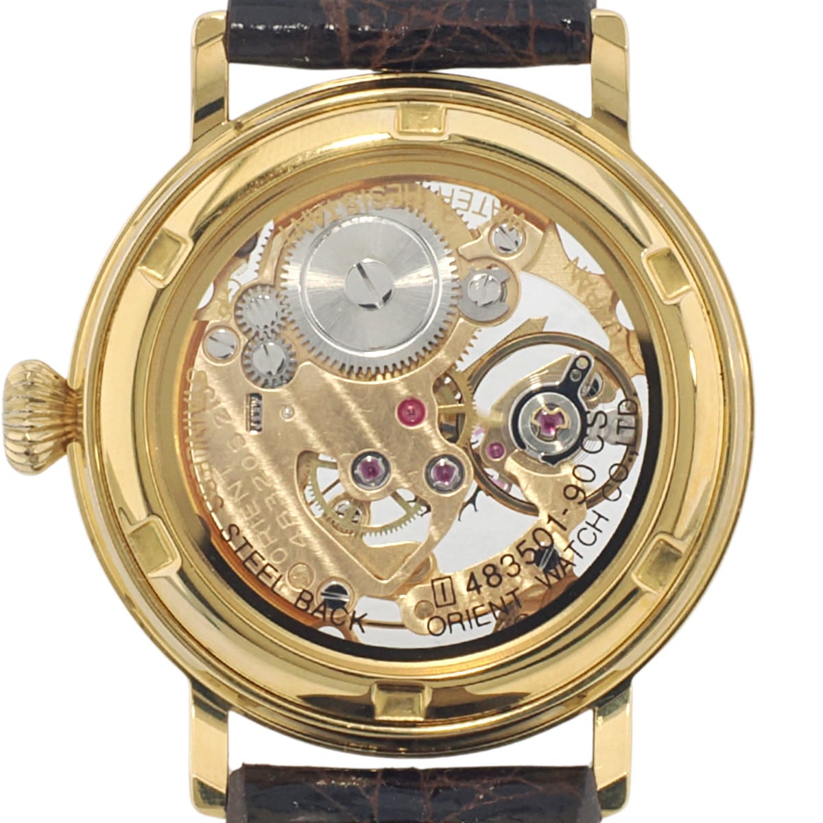 【2026年4月メーカーOH済】オリエント モンビジュ 全面スケルトン 483501-90 CS 手巻き SEIKO製ワニ革新品装着 保証書付（1993年）