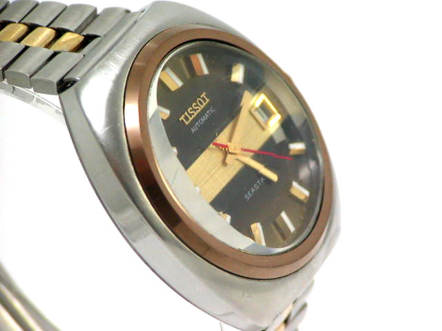 ティソ シースター 5面カットガラス ブラウン 自動巻 OH済 1970年代　
