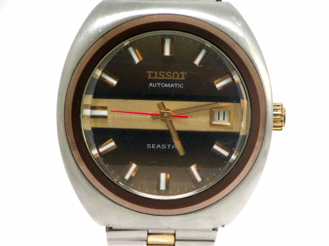 ティソ シースター 5面カットガラス ブラウン 自動巻 OH済 1970年代　