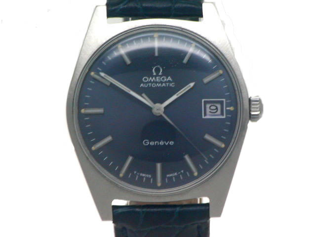 オメガ ジュネーブ 166.041 Cal.565 自動巻 青 OH済 1970年代 OMEGA