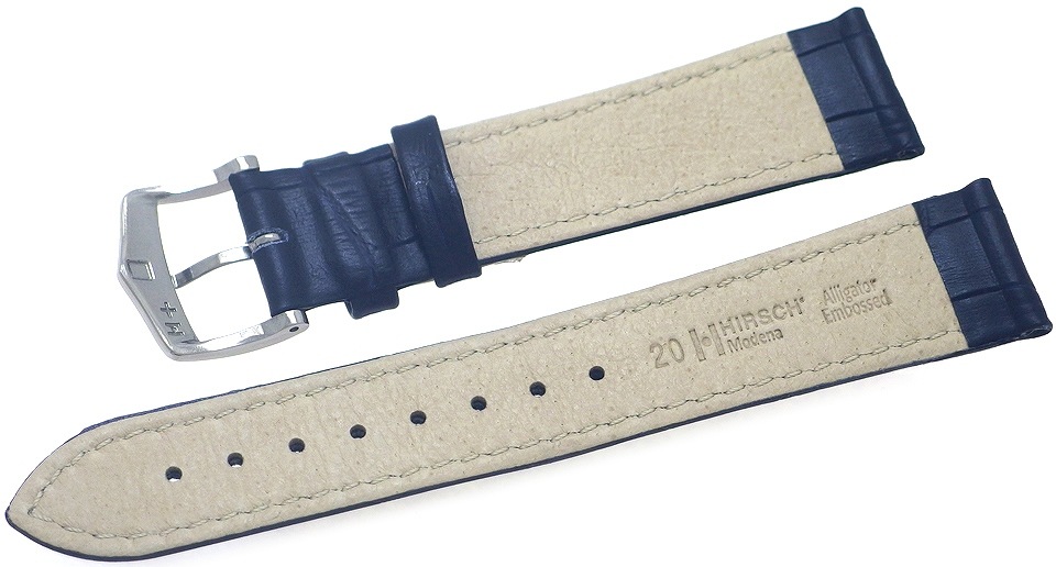 【ヒルシュ】 MODENA（モデナ） ダークブルー カーフレザー アリゲーター型押  時計ベルト