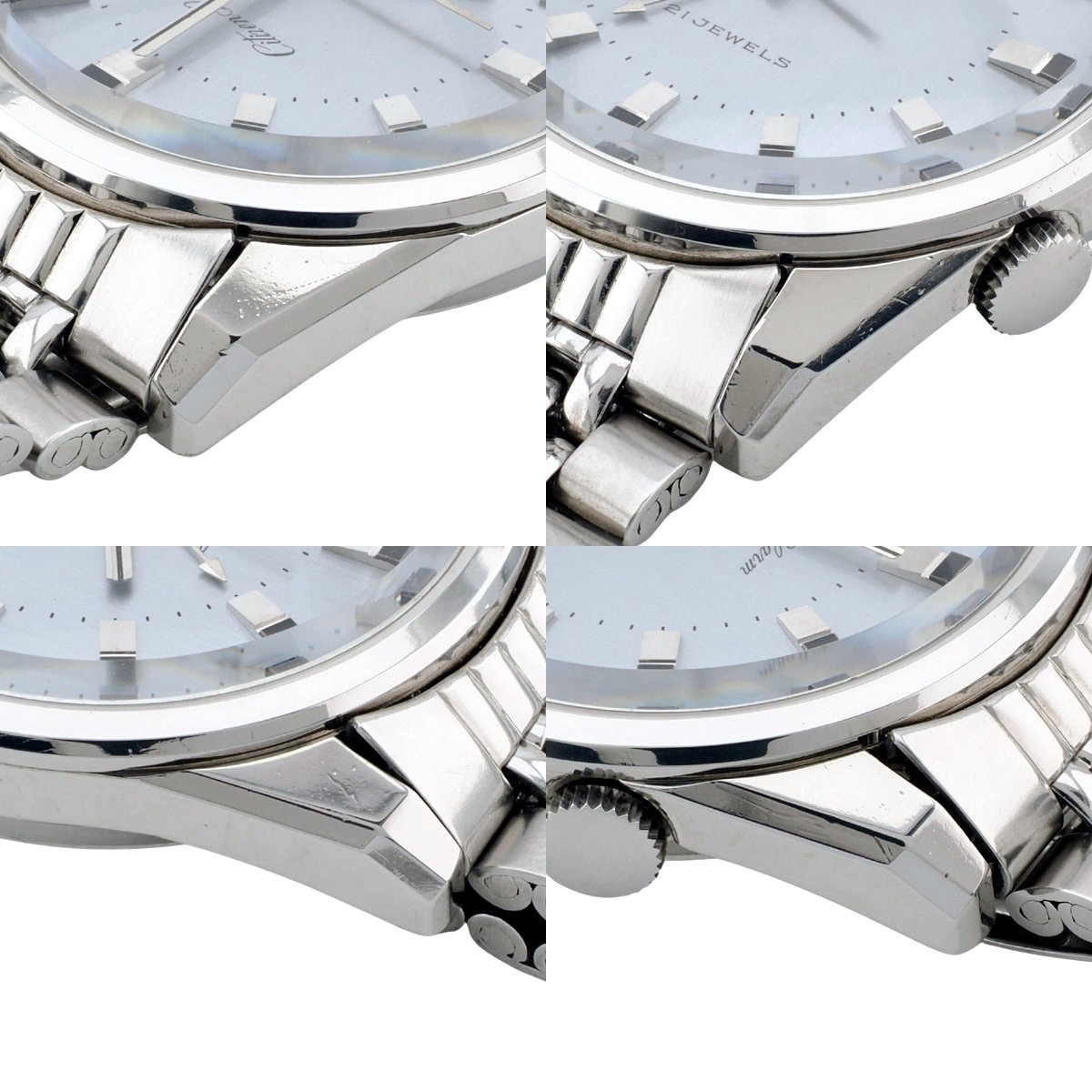 シチズン アラーム ALOS 3002-Y 水色文字盤 純正ブレスレット Cal.9812 21石 手巻 OH済 1968年製（昭和43年）