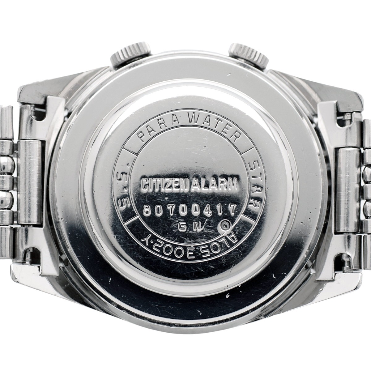 シチズン アラーム ALOS 3002-Y 水色文字盤 純正ブレスレット Cal.9812 21石 手巻 OH済 1968年製（昭和43年）