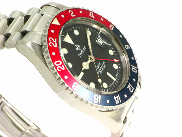 zodiac GMT クオーツ　防水200m ゾディアック ゾディアック 200m防水 GMT クオーツ リズム時代の取説つき USED