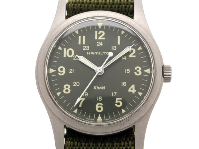 名品】ハミルトン/カーキ/9415A/グリーン/手巻メンズ腕時計/ミリタリー