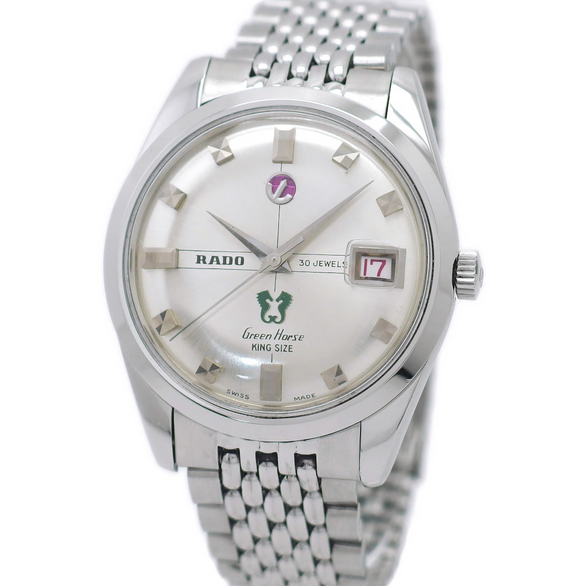 ラドー グリーンホース キングサイズ 37.6mm 11648 社外ブレスレット 30石 自動巻 OH済 1970年代