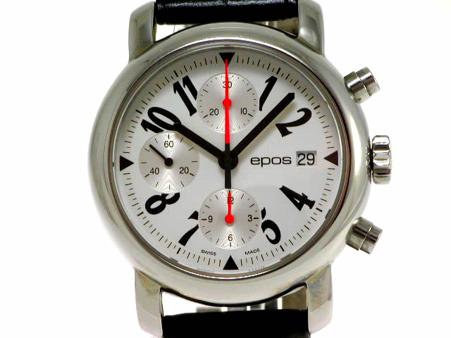 エポス 3264WH クロノグラフ 自動巻 ホワイトダイヤル USED spos