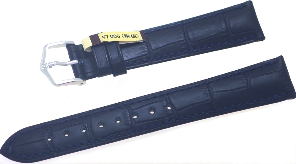 【ヒルシュ】 DUKE（デューク） ダークブルー カーフレザー アリゲーター型押  時計ベルト