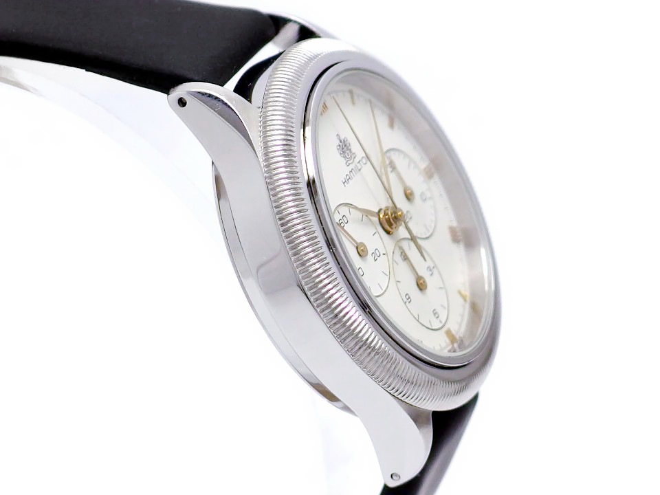 中古 箱あり ハミルトン HAMILTON クロノグラフ レマニア1873 白