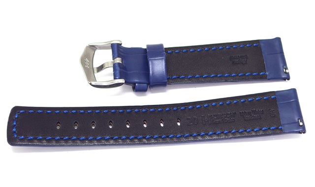 【ヒルシュ】 GRAND DUKE（グランドデューク ）100m耐水 ブルー 表カーフレザー アリゲーター型押 裏ダイビンググラブレザー 時計ベルト