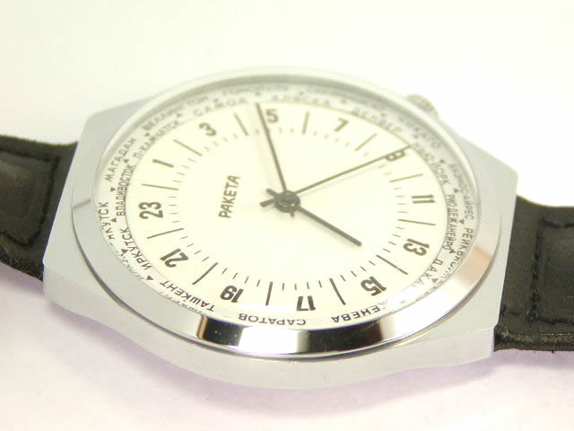 PAKETA パケタ手巻きホワイトミリタリー24時間計