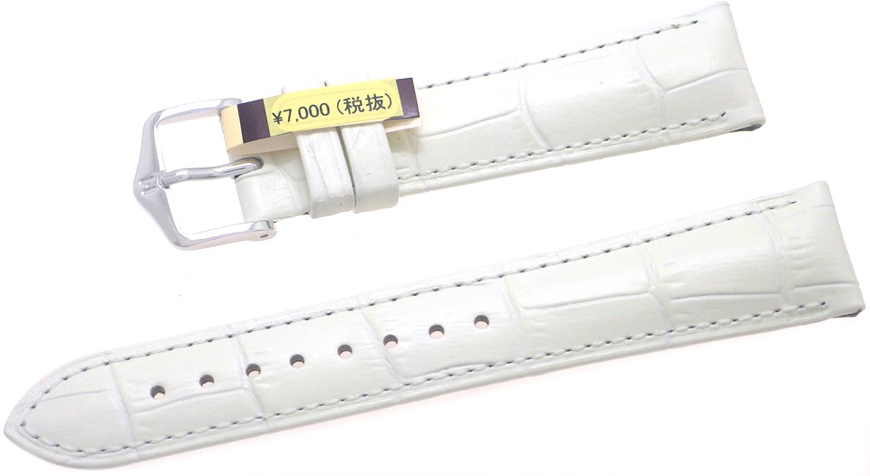 【ヒルシュ】 DUKE（デューク） ホワイト カーフレザー アリゲーター型押  時計ベルト