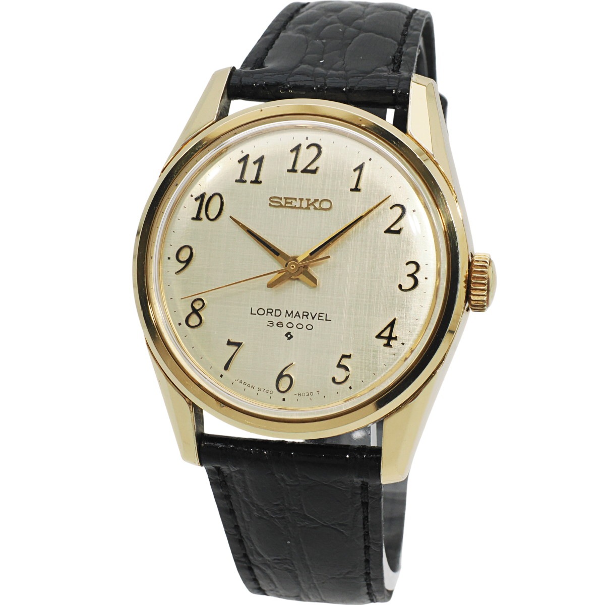 セイコー ロードマーベル 36000 5740-8000 金メッキ 絹目文字盤 アラビアインデックス 手巻 OH済 昭和51年/1976年製 Seiko