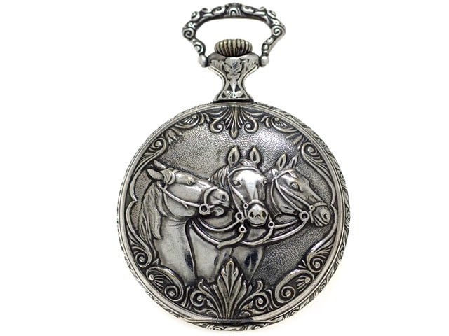 アエロ 懐中時計「ホース」銀仕上 手巻 OH済 USED