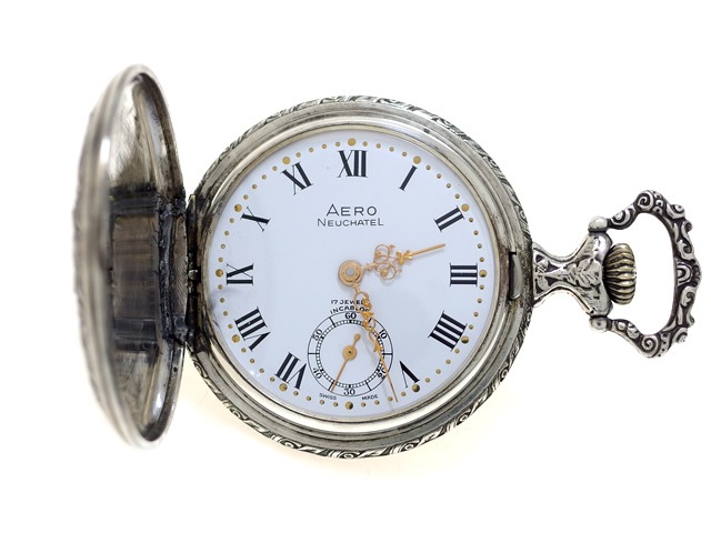 アエロ 懐中時計「ホース」銀仕上 手巻 OH済 USED