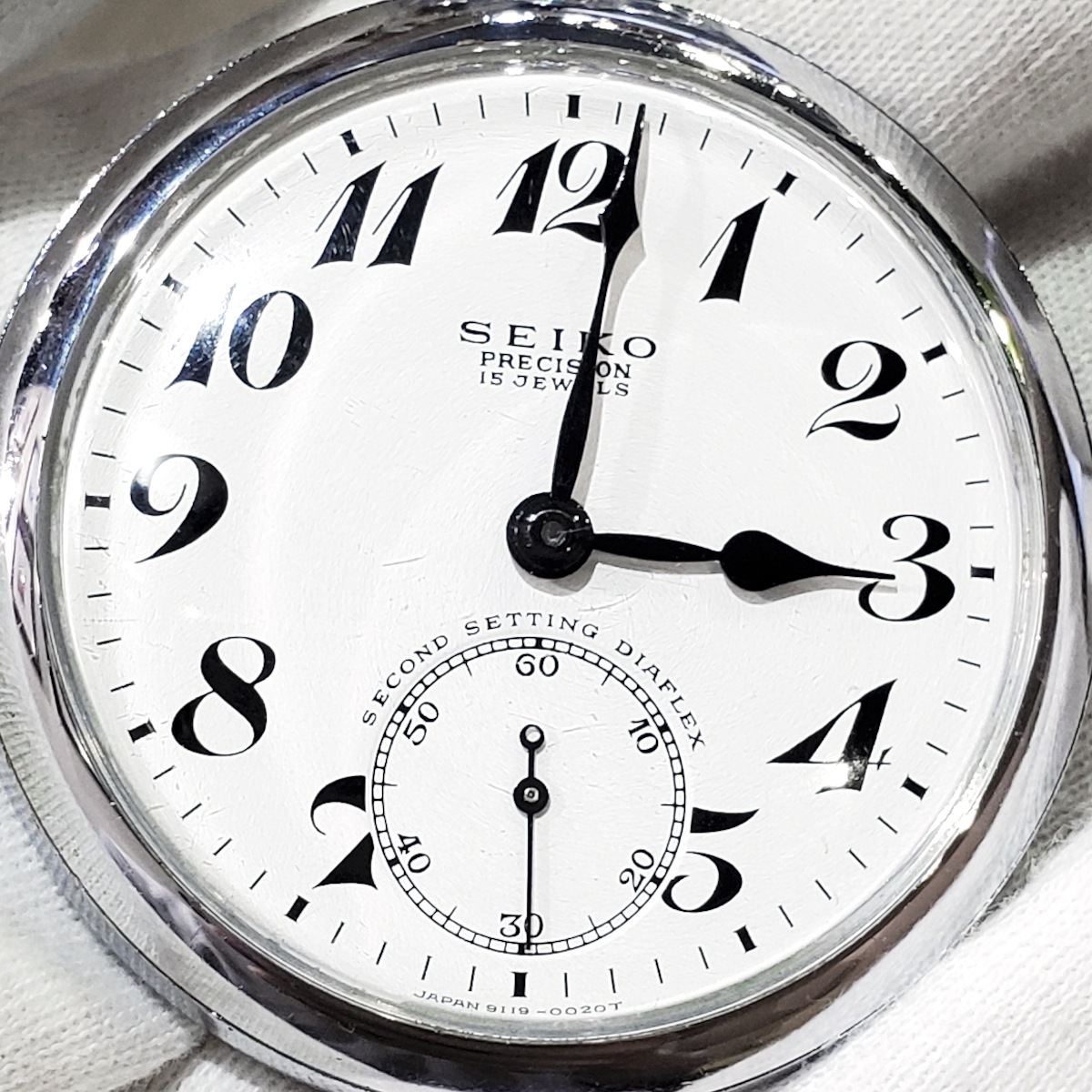 セイコー プレシジョン 懐中時計 91-0020 黒針 セコンドセッティング 15石 手巻 OH済 昭和45年/1970年製 Seiko