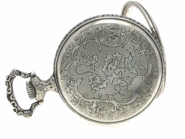 アエロ 懐中時計「フィッシング」銀仕上 手巻 OH済 USED