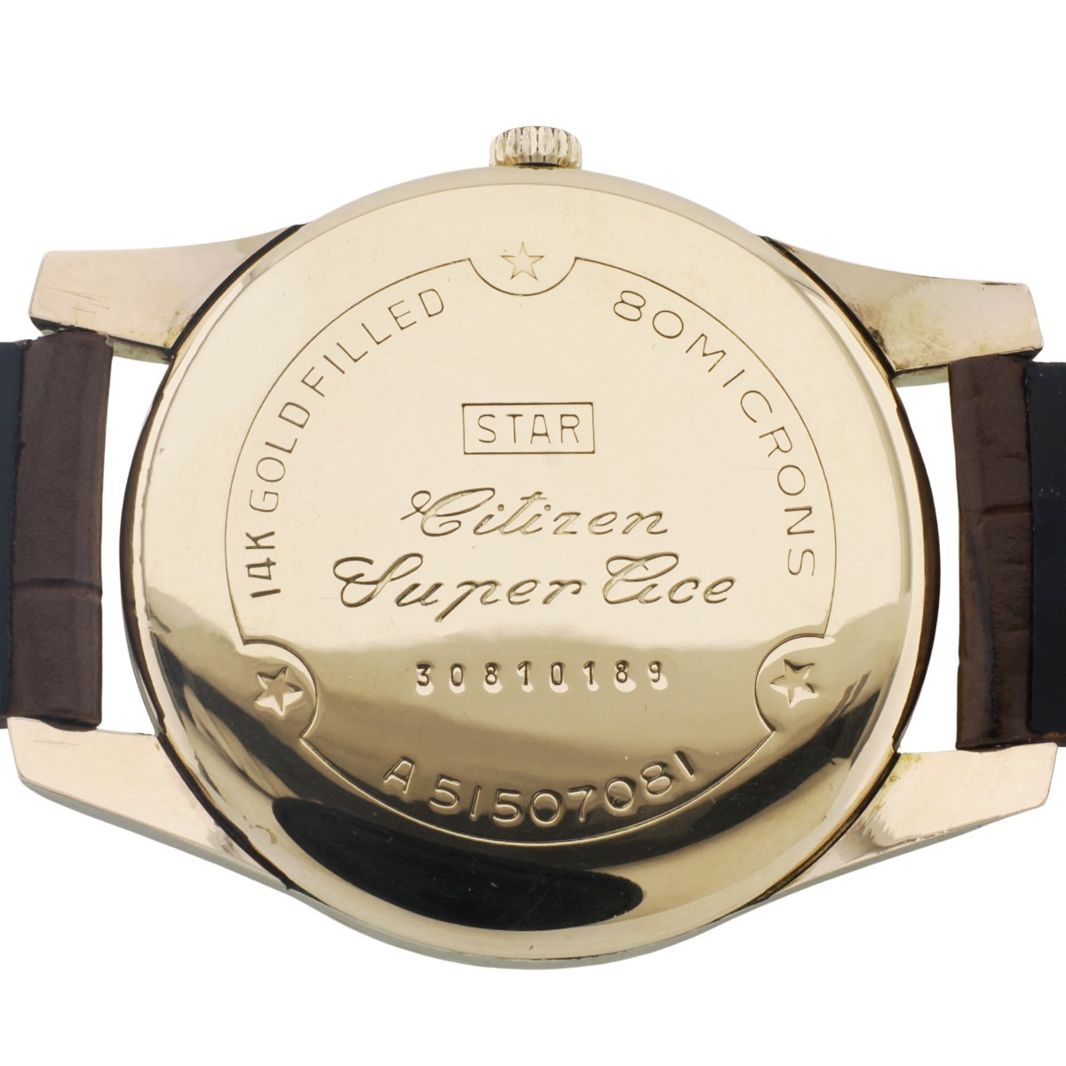 Citizen シチズン スーパーエース 三ツ星 A51507081 シチズン スーパーエース A51507081 14金張り 38mm大型ケース 23石 手