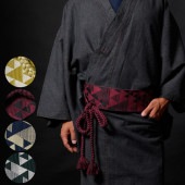 【新色入荷!】 結び角帯 着物帯 カジュアル メンズ S M L 黄色 赤 紺 緑 黒グレー