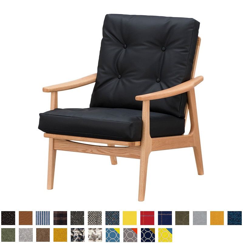 オークフレームハイバックチェア 1シーター・両肘