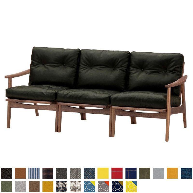 ウォルナットフレームチェア 3シーター